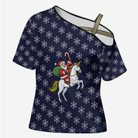 Horse And Santa Claus Christmas Christmas Cross Shoulder Shirt Xmas Holiday Patterns - Wonder Print Shop