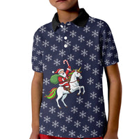 Horse And Santa Claus Christmas Christmas Kid Polo Shirt Xmas Holiday Patterns - Wonder Print Shop