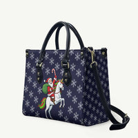 Horse And Santa Claus Christmas Christmas Leather Bag Xmas Holiday Patterns - Wonder Print Shop