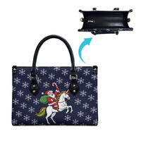 Horse And Santa Claus Christmas Christmas Leather Bag Xmas Holiday Patterns - Wonder Print Shop