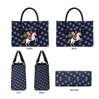 Horse And Santa Claus Christmas Christmas Leather Bag Xmas Holiday Patterns - Wonder Print Shop