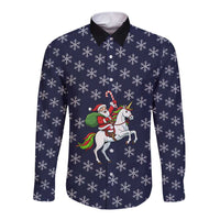 Horse And Santa Claus Christmas Christmas Long Sleeve Button Shirt Xmas Holiday Patterns - Wonder Print Shop