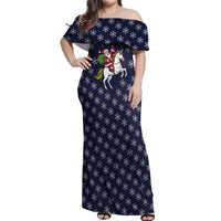 Horse And Santa Claus Christmas Christmas Off Shoulder Maxi Dress Xmas Holiday Patterns - Wonder Print Shop