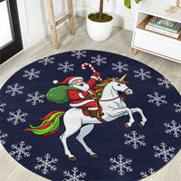 Horse And Santa Claus Christmas Christmas Round Carpet Xmas Holiday Patterns - Wonder Print Shop