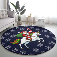 Horse And Santa Claus Christmas Christmas Round Carpet Xmas Holiday Patterns - Wonder Print Shop