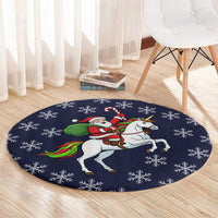 Horse And Santa Claus Christmas Christmas Round Carpet Xmas Holiday Patterns - Wonder Print Shop
