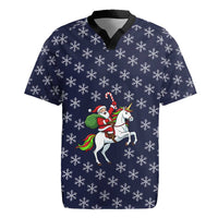 Horse And Santa Claus Christmas Christmas Rugby Jersey Xmas Holiday Patterns - Wonder Print Shop