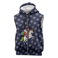 Horse And Santa Claus Christmas Christmas Sleeveless Zip Hoodie Xmas Holiday Patterns - Wonder Print Shop