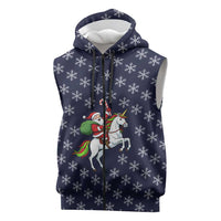 Horse And Santa Claus Christmas Christmas Sleeveless Zip Hoodie Xmas Holiday Patterns - Wonder Print Shop