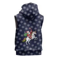 Horse And Santa Claus Christmas Christmas Sleeveless Zip Hoodie Xmas Holiday Patterns - Wonder Print Shop