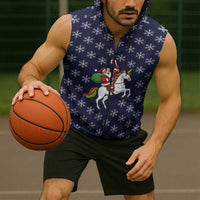 Horse And Santa Claus Christmas Christmas Sleeveless Zip Hoodie Xmas Holiday Patterns - Wonder Print Shop