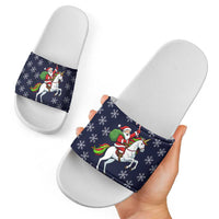 Horse And Santa Claus Christmas Christmas Slide Sandals Xmas Holiday Patterns - Wonder Print Shop