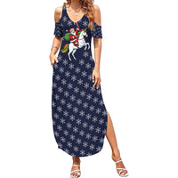 Horse And Santa Claus Christmas Christmas Summer Maxi Dress Xmas Holiday Patterns - Wonder Print Shop