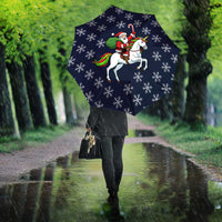 Horse And Santa Claus Christmas Christmas Umbrella Xmas Holiday Patterns - Wonder Print Shop