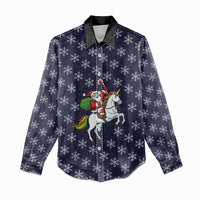 Horse And Santa Claus Christmas Christmas Women Casual Shirt Xmas Holiday Patterns - Wonder Print Shop