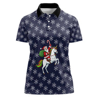 Horse And Santa Claus Christmas Christmas Women Polo Shirt Xmas Holiday Patterns - Wonder Print Shop