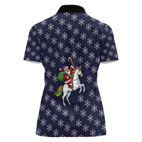 Horse And Santa Claus Christmas Christmas Women Polo Shirt Xmas Holiday Patterns - Wonder Print Shop