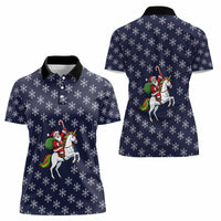 Horse And Santa Claus Christmas Christmas Women Polo Shirt Xmas Holiday Patterns - Wonder Print Shop