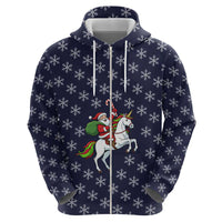 Horse And Santa Claus Christmas Christmas Zip Hoodie Xmas Holiday Patterns - Wonder Print Shop