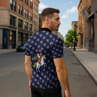 Horse And Santa Claus Christmas Christmas Zipper Polo Shirt Xmas Holiday Patterns - Wonder Print Shop