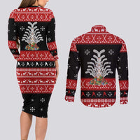 Hockey Is Back Christmas Couples Matching Long Sleeve Bodycon Dress and Long Sleeve Button Shirt Xmas Holiday Patterns - Wonder Print Shop