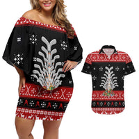 Hockey Is Back Christmas Couples Matching Off Shoulder Short Dress and Hawaiian Shirt Xmas Holiday Patterns - Wonder Print Shop