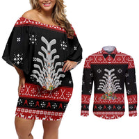 Hockey Is Back Christmas Couples Matching Off Shoulder Short Dress and Long Sleeve Button Shirt Xmas Holiday Patterns - Wonder Print Shop