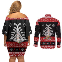 Hockey Is Back Christmas Couples Matching Off Shoulder Short Dress and Long Sleeve Button Shirt Xmas Holiday Patterns - Wonder Print Shop