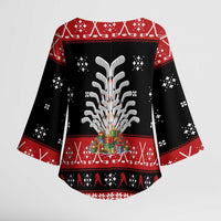 Hockey Is Back Christmas Kimono Sleeve Blouse Xmas Holiday Patterns - Wonder Print Shop