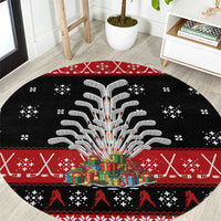 Hockey Is Back Christmas Round Carpet Xmas Holiday Patterns - Wonder Print Shop