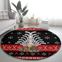 Hockey Is Back Christmas Round Carpet Xmas Holiday Patterns - Wonder Print Shop