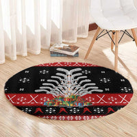 Hockey Is Back Christmas Round Carpet Xmas Holiday Patterns - Wonder Print Shop