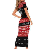 Hockey Is Back Christmas Short Sleeve Bodycon Dress Xmas Holiday Patterns - Wonder Print Shop