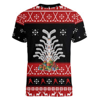 Hockey Is Back Christmas Women V-Neck T-Shirt Xmas Holiday Patterns - undefined