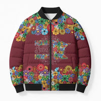 Home Sweet Home Minnesota Flower Christmas Bomber Puffer Jacket Xmas Holiday Patterns - Wonder Print Shop