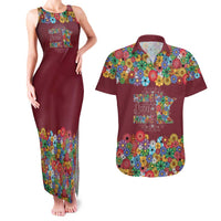 Home Sweet Home Minnesota Flower Christmas Couples Matching Tank Maxi Dress and Hawaiian Shirt Xmas Holiday Patterns - Wonder Print Shop