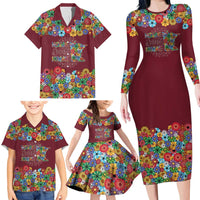 Home Sweet Home Minnesota Flower Christmas Family Matching Long Sleeve Bodycon Dress and Hawaiian Shirt Xmas Holiday Patterns - Wonder Print Shop