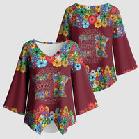 Home Sweet Home Minnesota Flower Christmas Kimono Sleeve Blouse Xmas Holiday Patterns - Wonder Print Shop