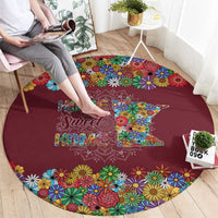 Home Sweet Home Minnesota Flower Christmas Round Carpet Xmas Holiday Patterns - Wonder Print Shop