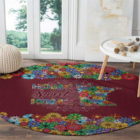Home Sweet Home Minnesota Flower Christmas Round Carpet Xmas Holiday Patterns - Wonder Print Shop
