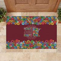 Home Sweet Home Minnesota Flower Christmas Rubber Doormat Xmas Holiday Patterns - Wonder Print Shop