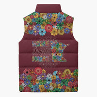 Home Sweet Home Minnesota Flower Christmas Sleeveless Puffer Jacket Xmas Holiday Patterns - Wonder Print Shop