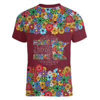 Home Sweet Home Minnesota Flower Christmas Women V-Neck T-Shirt Xmas Holiday Patterns - Wonder Print Shop