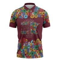 Home Sweet Home Minnesota Flower Christmas Zipper Polo Shirt Xmas Holiday Patterns - Wonder Print Shop