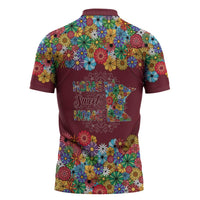 Home Sweet Home Minnesota Flower Christmas Zipper Polo Shirt Xmas Holiday Patterns - Wonder Print Shop