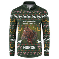 Horse All I Need For Christmas Christmas Button Sweatshirt Xmas Holiday Patterns - Wonder Print Shop
