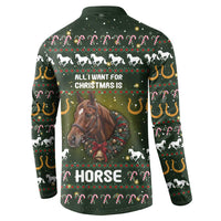Horse All I Need For Christmas Christmas Button Sweatshirt Xmas Holiday Patterns - Wonder Print Shop