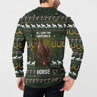 Horse All I Need For Christmas Christmas Button Sweatshirt Xmas Holiday Patterns - Wonder Print Shop