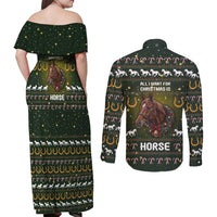 Horse All I Need For Christmas Christmas Couples Matching Off Shoulder Maxi Dress and Long Sleeve Button Shirt Xmas Holiday Patterns - Wonder Print Shop