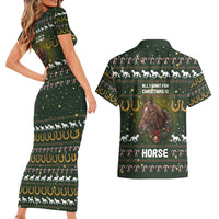 Horse All I Need For Christmas Christmas Couples Matching Short Sleeve Bodycon Dress and Hawaiian Shirt Xmas Holiday Patterns - Wonder Print Shop